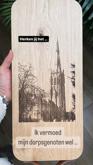 Eiken Borrelplank met leren handvatten