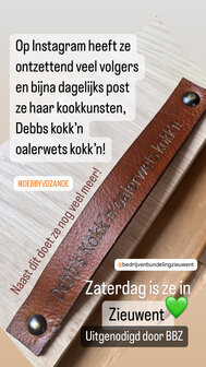 Eiken Borrelplank met leren handvatten